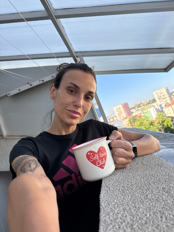 Woman documents morning routine, views soccer cards in Bulgaria