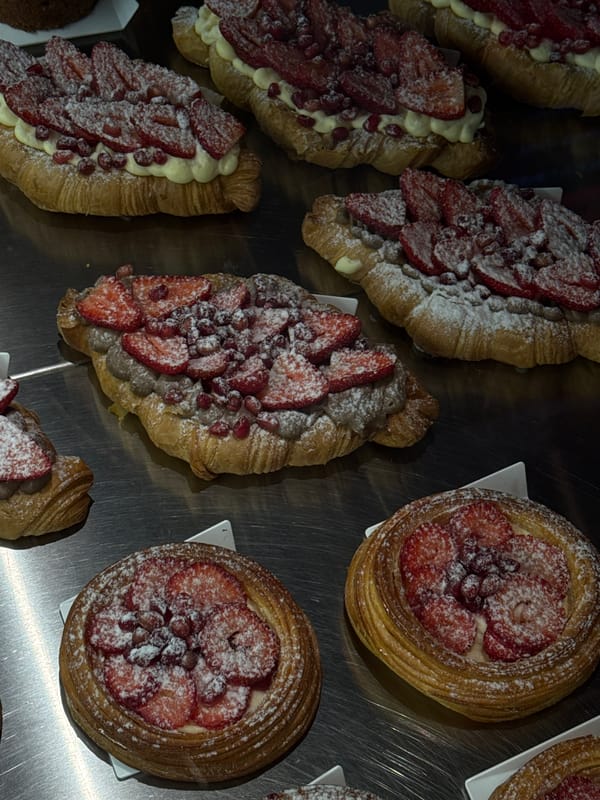 Morning moments captured across Yerevan: pastries, digital work, flower