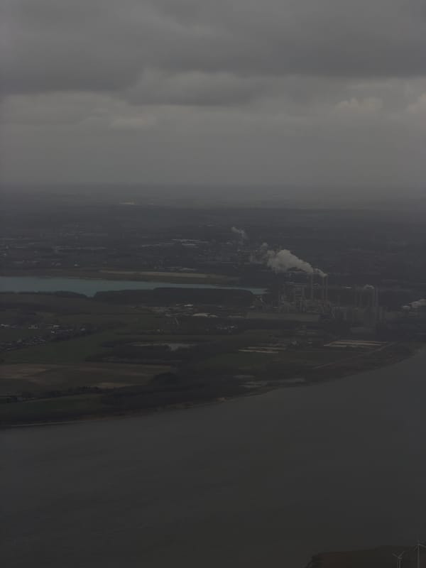 Aerial view captures Aalborg's Limfjord waterway from above