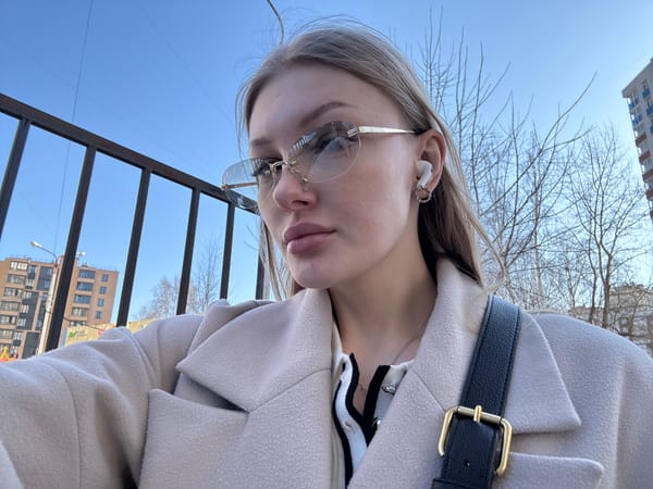 Woman takes selfie outdoors in Perm, Russia