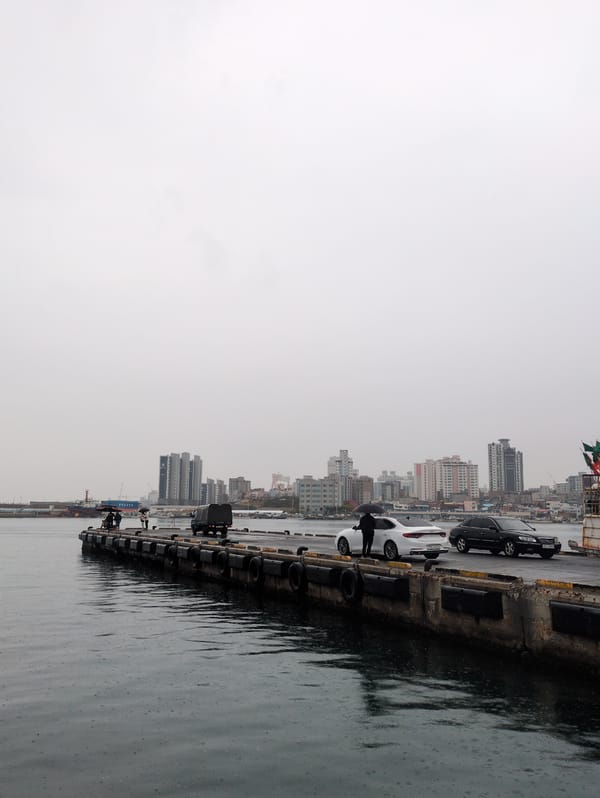 Rainy morning captured at Ulsan fishing harbor, South Korea