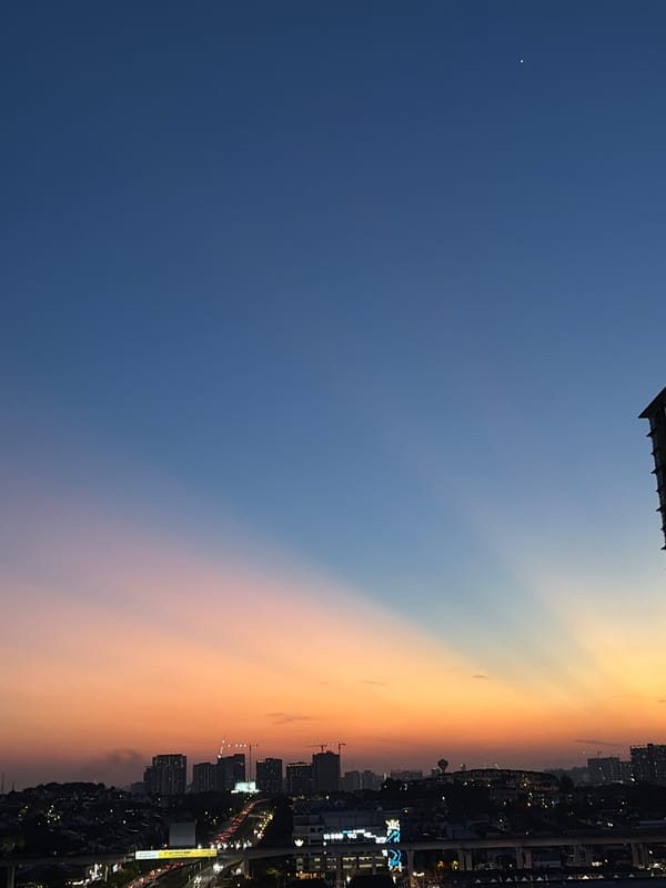 Subang Jaya skyline at dawn, from rooftop to aerial view