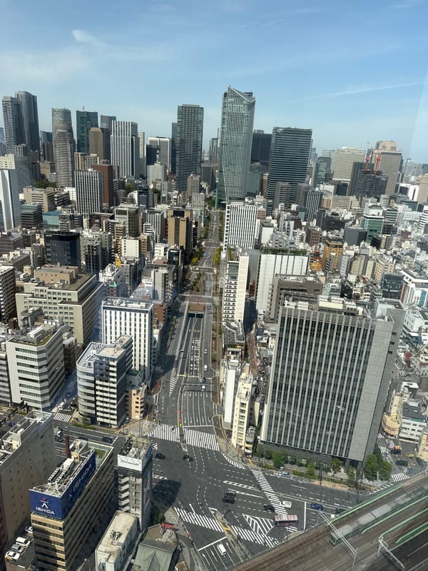 Aerial view captures Tokyo's Minato district urban landscape