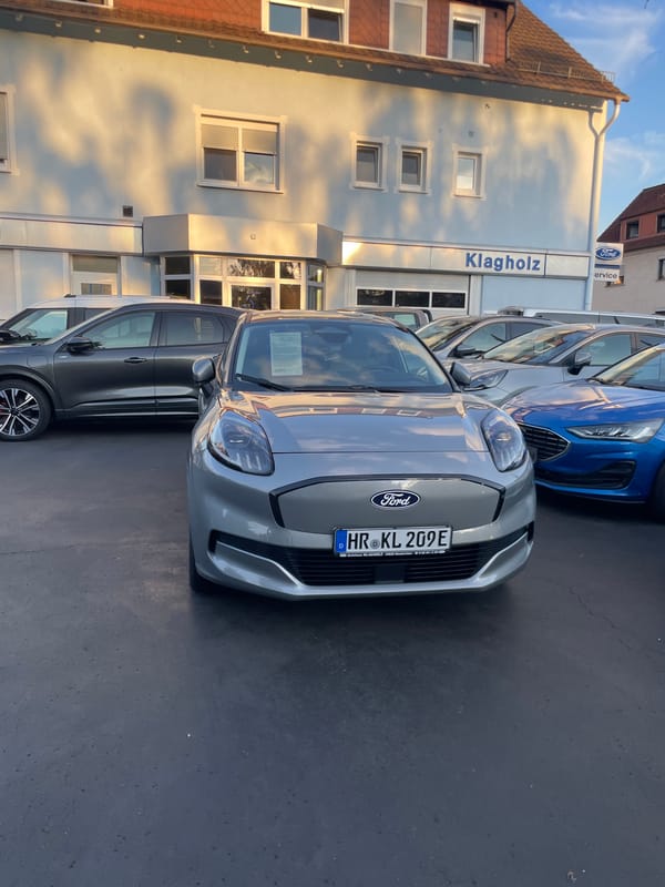 Silver Ford Puma parked outside Neukirchen dealership