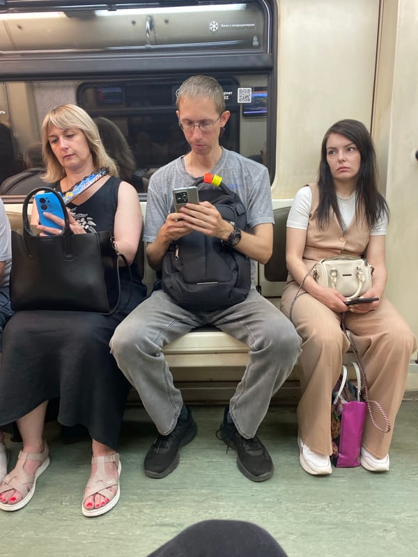 Moscow Metro passengers riding the morning commute
