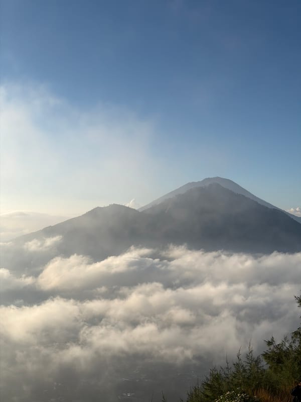 Mount Batur in the clouds, Kintamani