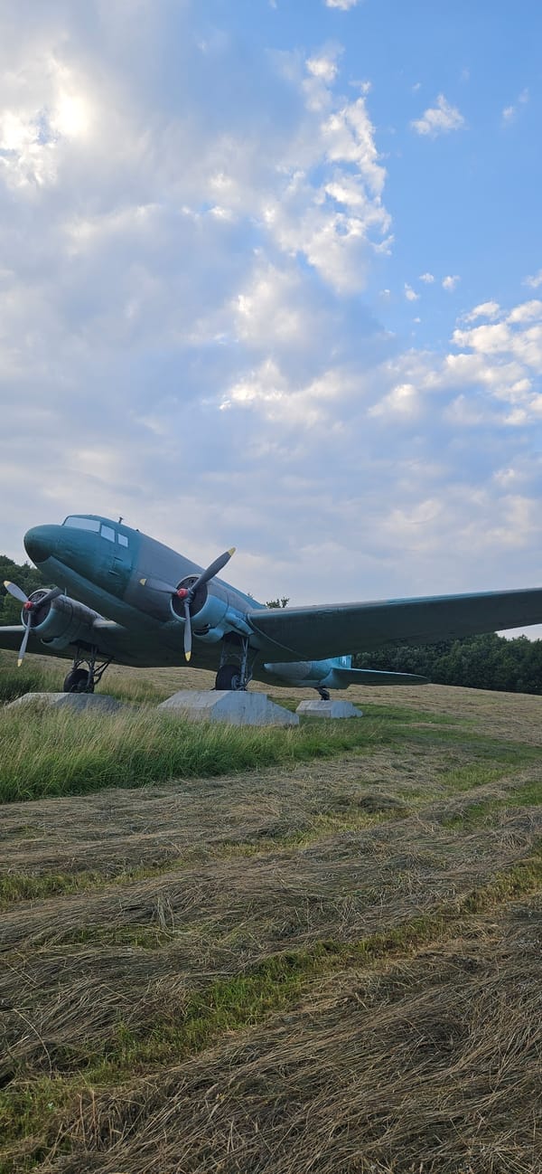 Soviet-era Il-14 on outdoor display in rural Slovakia