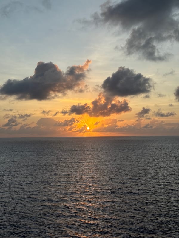 Sunset observed over Berry Islands waters, Bahamas