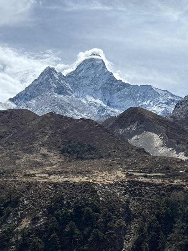 Himalayan peaks documented in early morning at Khumjung, Nepal