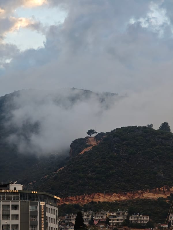 Overcast harbor day captured at Finike Marina, Turkey