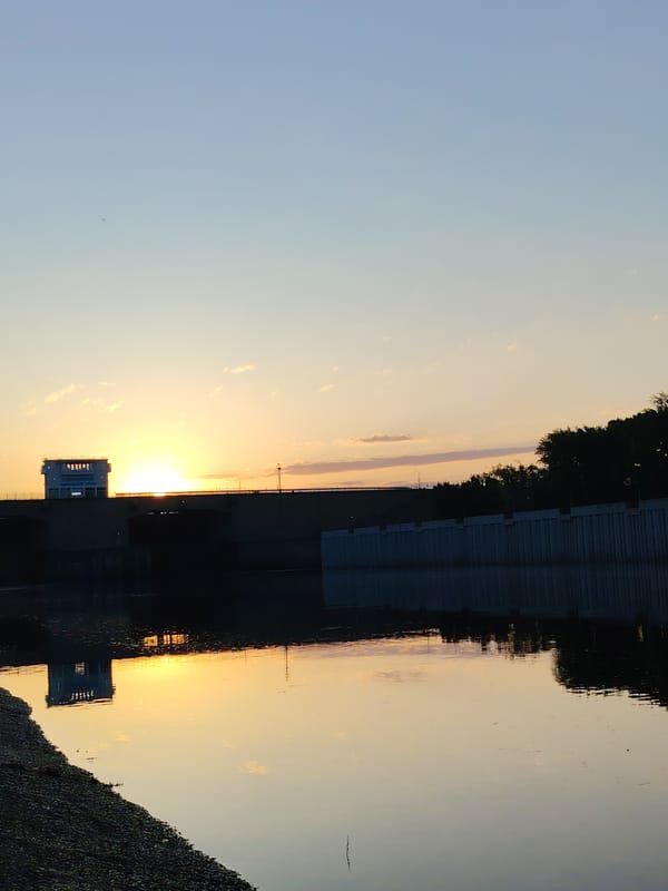 Late night fishing documented along Kama River at sunset