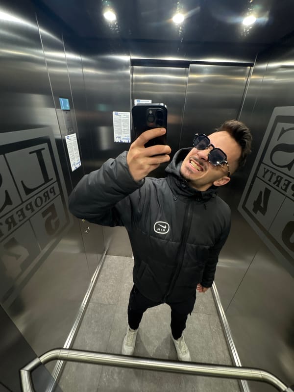 Morning selfies captured at modern Sofia building site