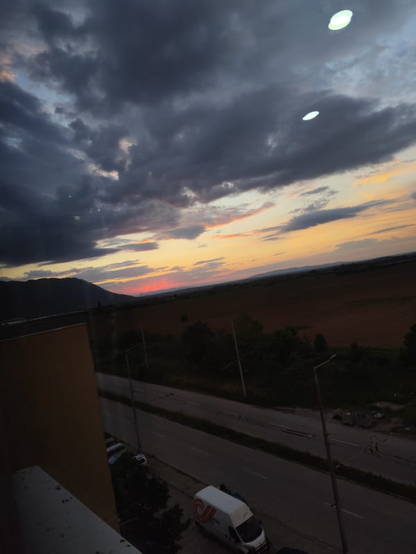 Dramatic sunset with storm clouds observed over Vratsa, Bulgaria