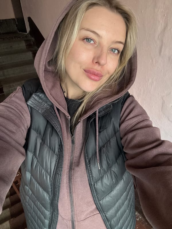 Woman takes selfie in Borzya, Russia