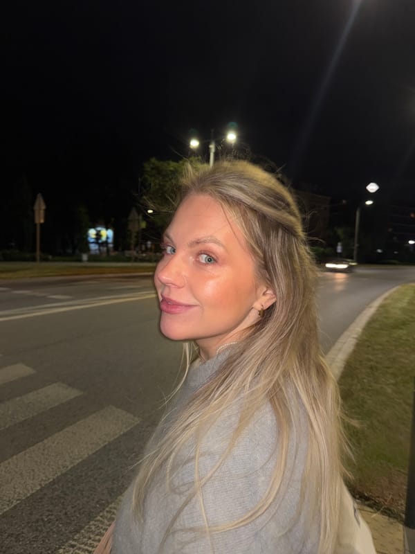 Evening out in a Polish city, streets and a café stop