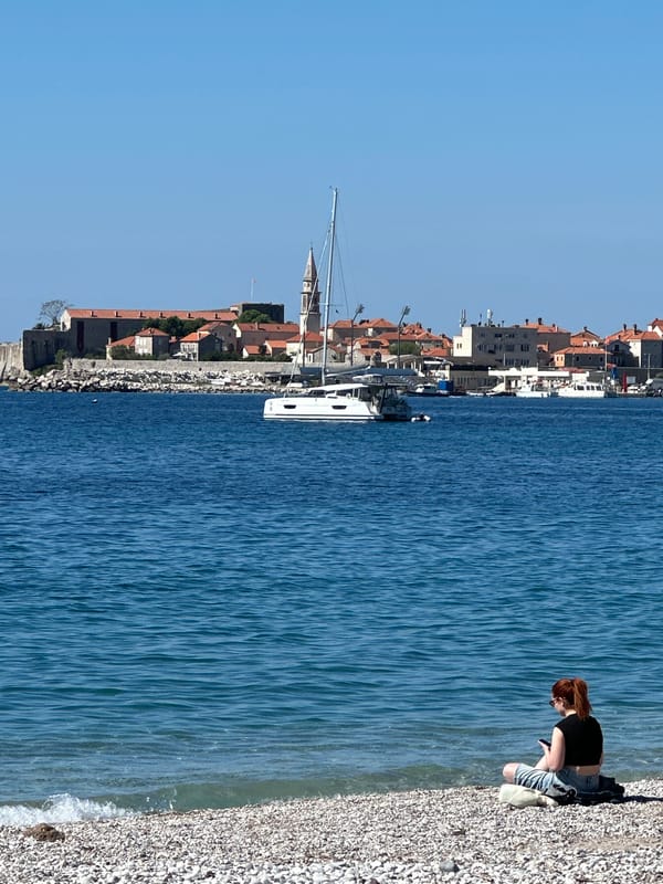 Morning beach life captured across Budva waterfront locations