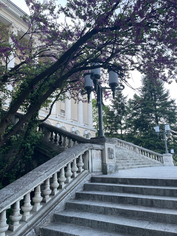 Afternoon stroll documented through central Gabrovo, Bulgaria landmarks