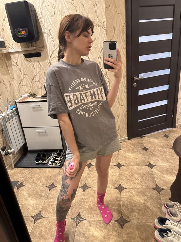 Woman takes spring selfies in Rostov-on-Don park