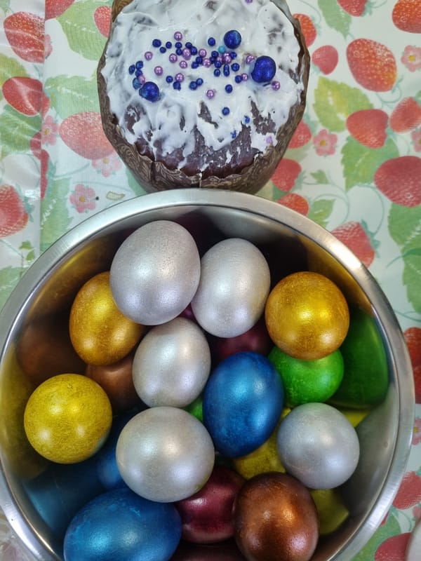 Easter celebration captured with metallic eggs in Kemul, Russia