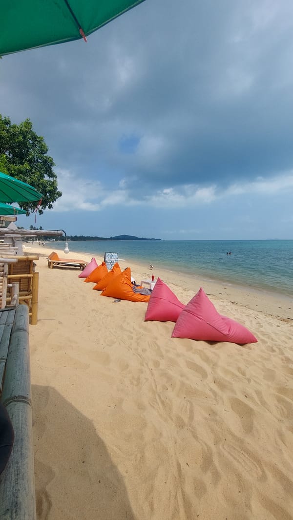 Early morning beach scene captured in Baan Mae Nam Thailand