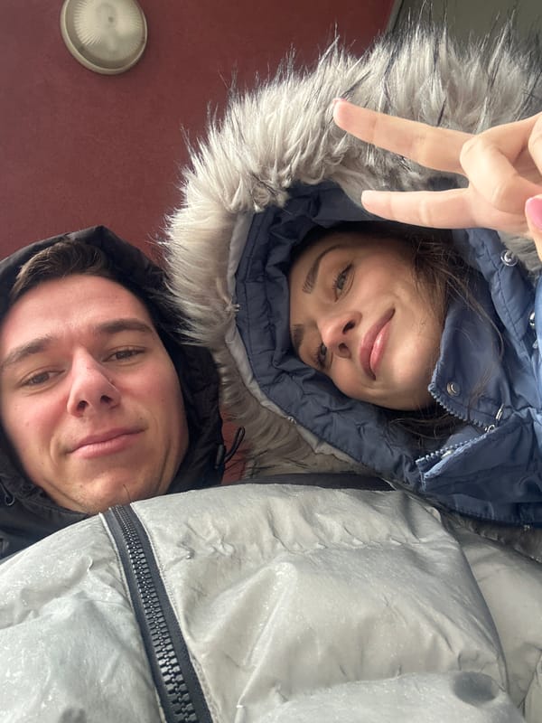 Two friends take selfie outdoors in Sofia