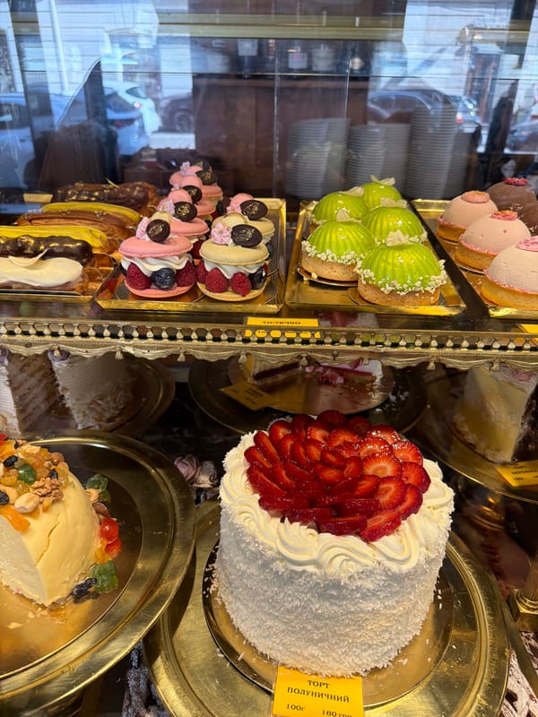 Child visits traditional bakery in Lviv, Ukraine