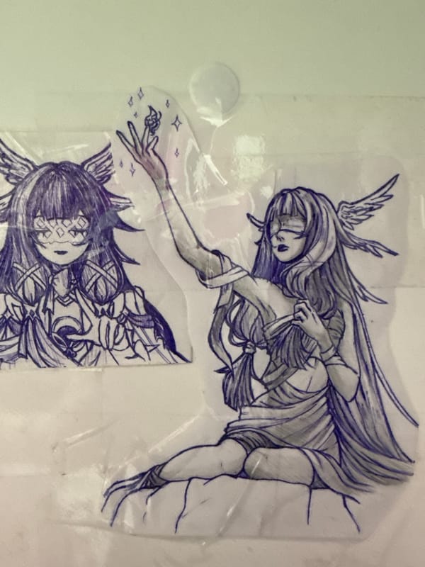 Art sketches and orange cat documented in Izhevsk