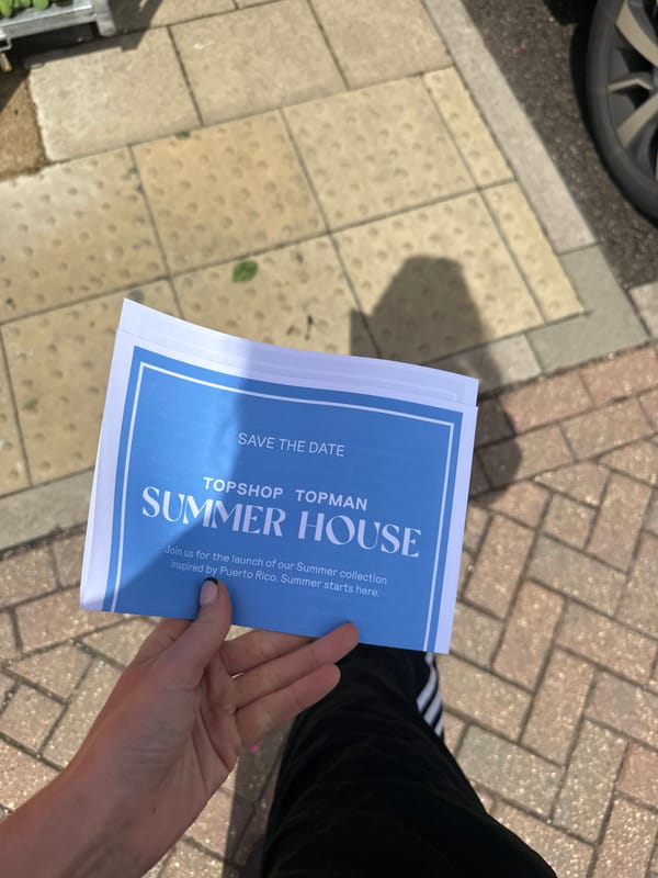 Topshop promotion and workspace spotted in Tunbridge Wells