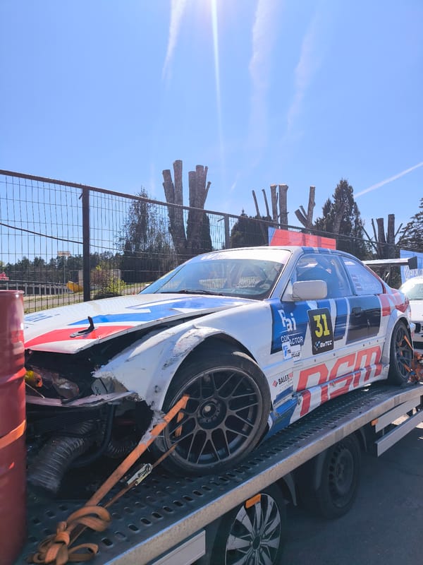Racing events and car damage documented in Riga