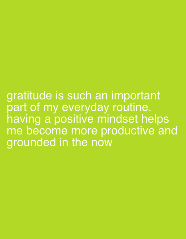 Los Angeles resident shares gratitude message on lime background