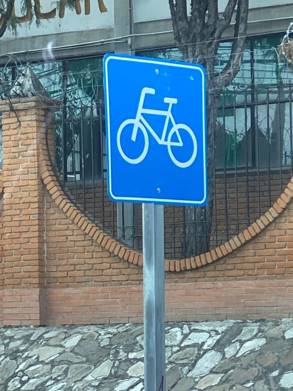 Urban scenes documented in Puebla include cycling signage, car interior