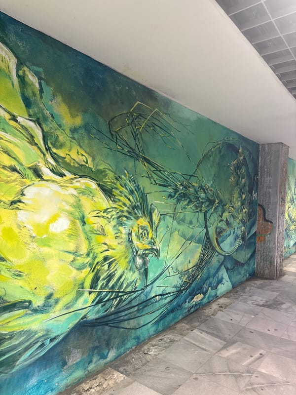 Witnesses document mall artwork and murals in unknown location