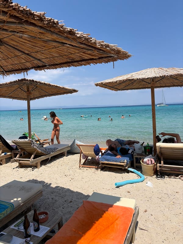 Lazy summer morning on a Kassandra beach, Aegean coast