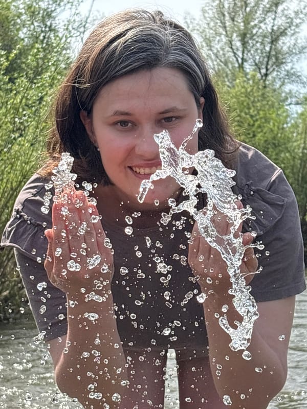 Woman enjoys river activities near Russian villages