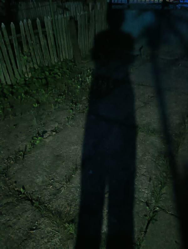 Nighttime shadow and mysterious light captured in Bilyaivka, Ukraine
