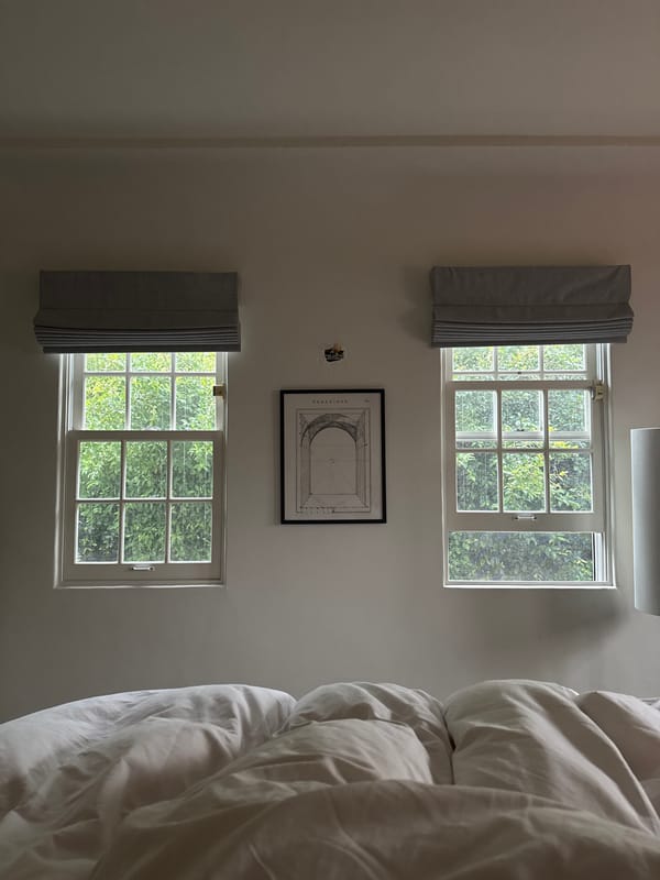Bedroom interior captured from bed perspective in Los Angeles