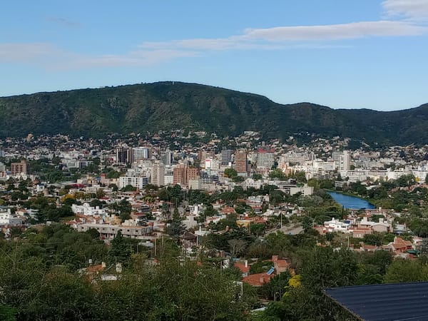 Villa Carlos Paz cityscape documented against mountain backdrop