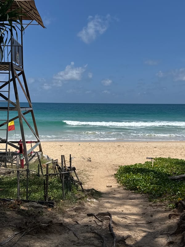 Sunny morning on a Choeng Thale beach, lifeguard gear and all
