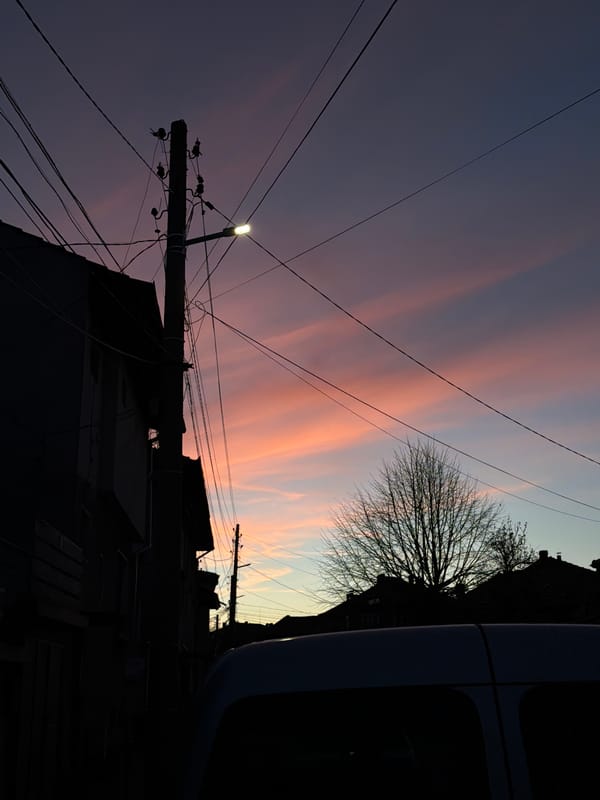 Colorful sunset sky documented over Lovech, Bulgaria