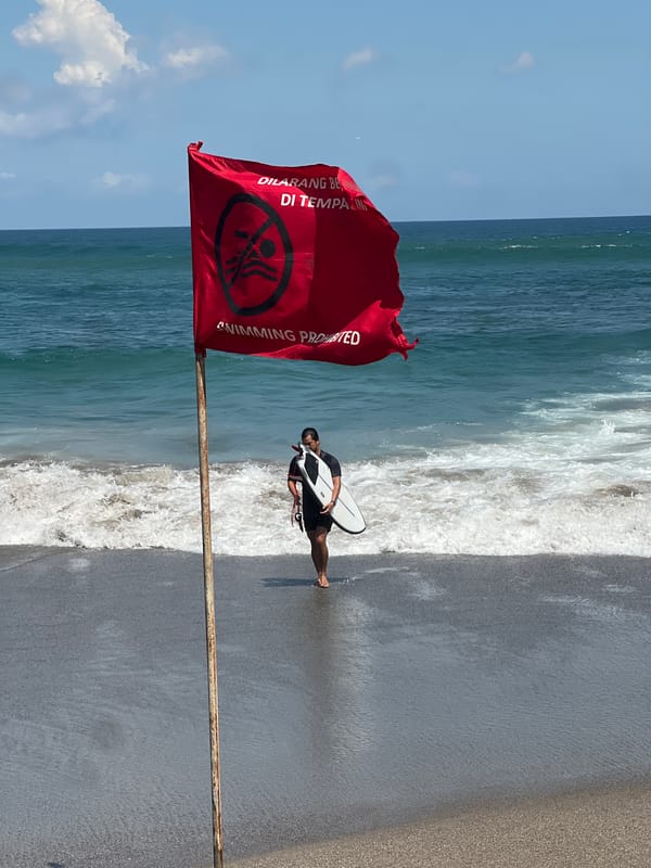Early morning surf and snacks in North Kuta, Bali