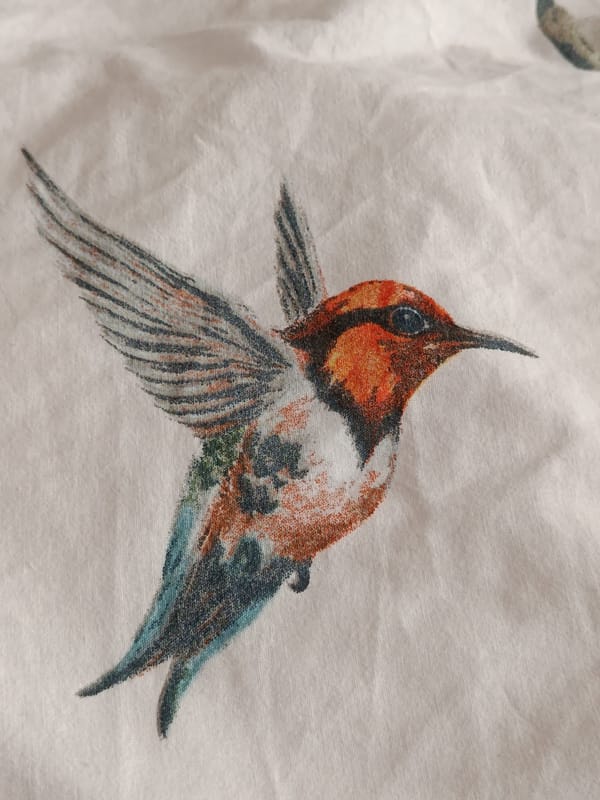 Hummingbird illustrations on fabric, multiple colorways, Svietlahorsk