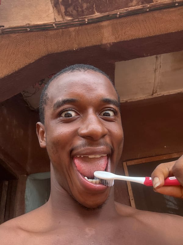 Goofing around outdoors in Nkpor, Nigeria