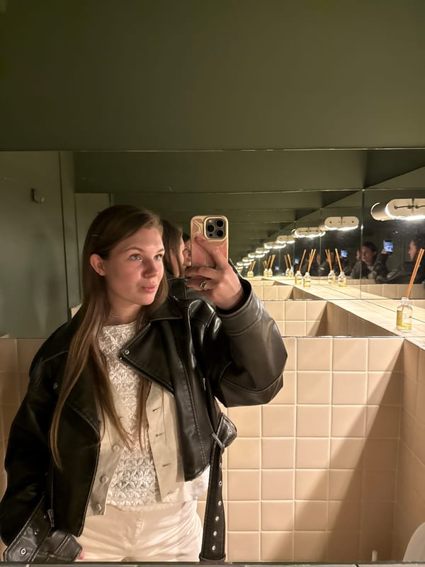 Person takes mirror selfies in Belgrade bathroom