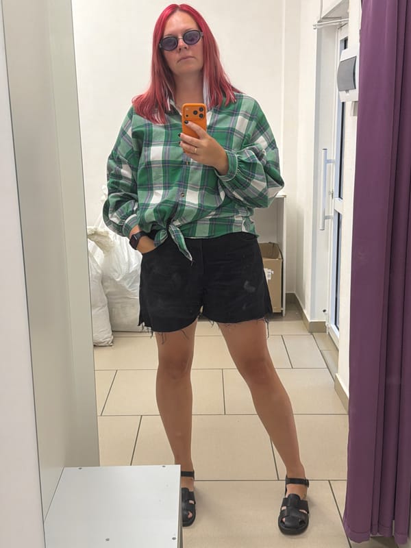 Fitting room mirror selfies in Izhevsk, same outfit, multiple angles