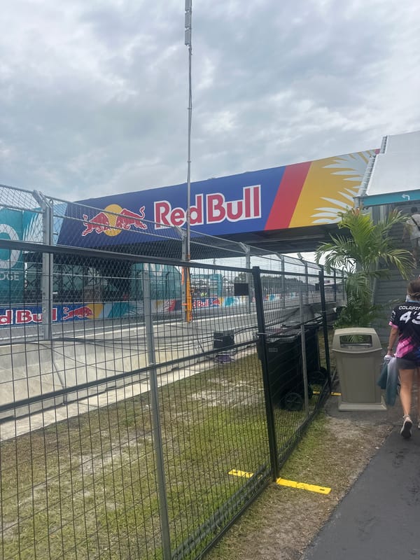 Red Bull banner spotted behind fence in Miami Gardens