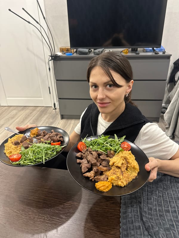 Woman enjoys meal in Murino, Russia