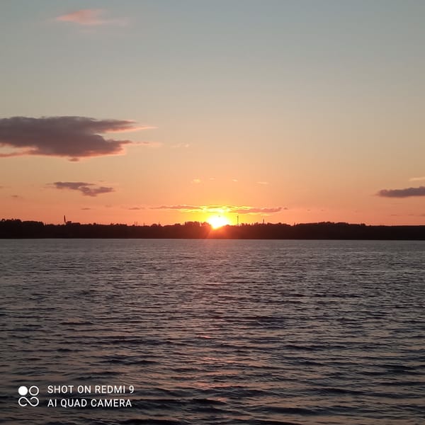 Sunset documented over Kama River in Chaikovsky, Russia