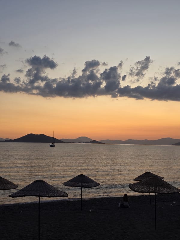 Sunset captured along Fethiye waterfront promenade in Turkey