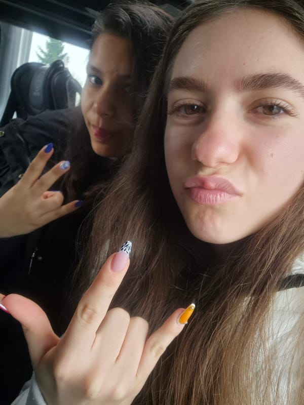 Two women photographed together in Ruse, Bulgaria