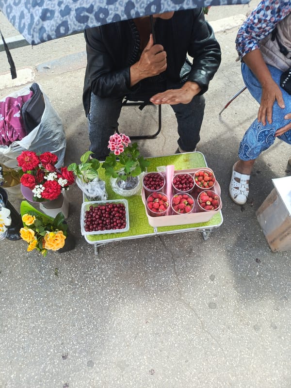 Self-help books, baked goods, and a Russian commercial strip